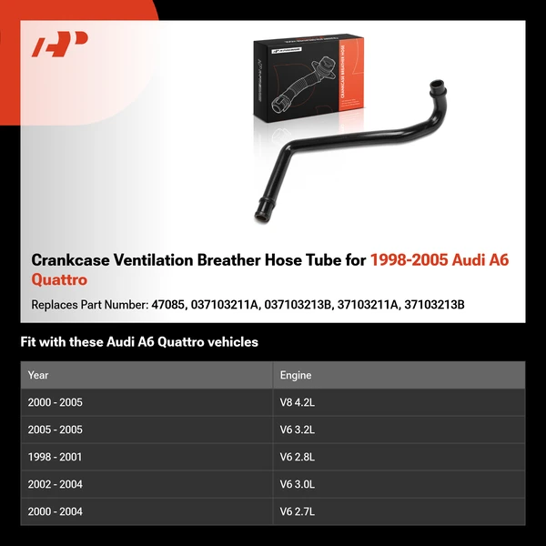 Crankcase Ventilation Breather Hose Tube for 1998-2005 Audi A6 Quattro