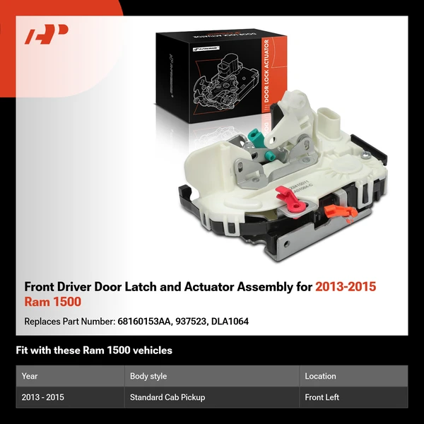 Front Driver Door Latch and Actuator Assembly for 2013-2015 Ram 1500