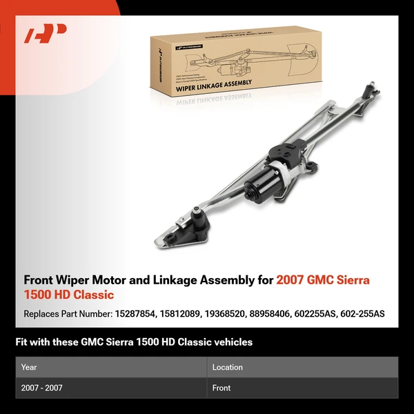 Front Wiper Motor and Linkage Assembly for 2007 GMC Sierra 1500 HD Classic