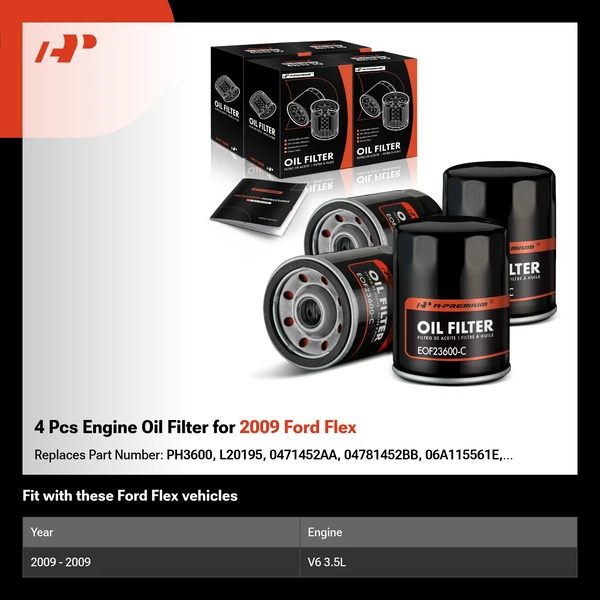 4 Pcs Engine Oil Filter for 2009 Ford Flex