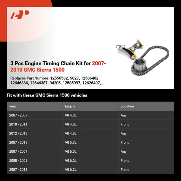 3 Pcs Engine Timing Chain Kit for 2007-2013 GMC Sierra 1500