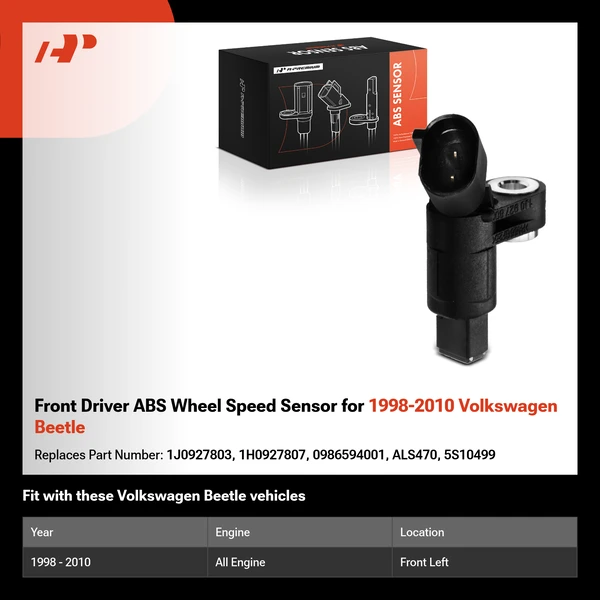 Front Driver ABS Wheel Speed Sensor for 1998-2010 Volkswagen Beetle