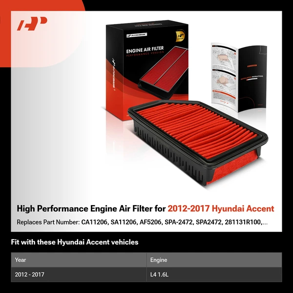 High Performance Engine Air Filter for 2012-2017 Hyundai Accent