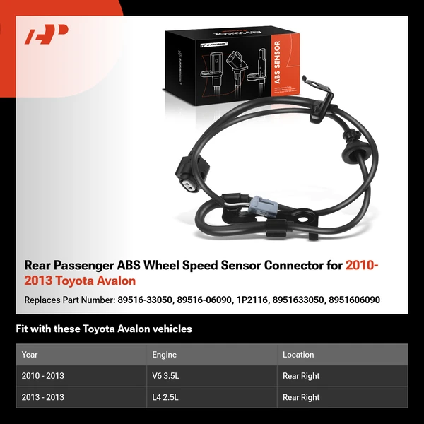 Rear Passenger ABS Wheel Speed Sensor Connector for 2010-2013 Toyota Avalon