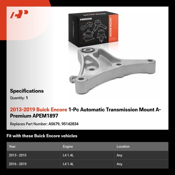 2013-2019 Buick Encore 1-Pc Automatic Transmission Mount A-Premium APEM1897