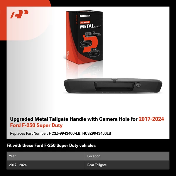 Upgraded Metal Tailgate Handle with Camera Hole for 2017-2024 Ford F-250 Super Duty