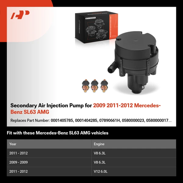 Secondary Air Injection Pump for 2009 2011-2012 Mercedes-Benz SL63 AMG