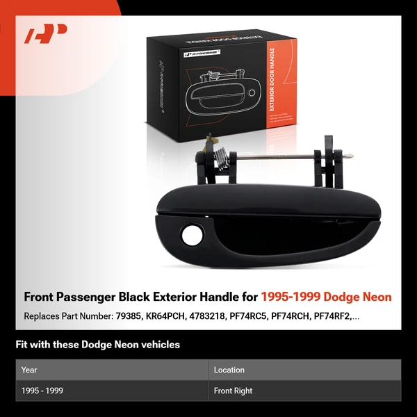Front Passenger Black Exterior Handle for 1995-1999 Dodge Neon