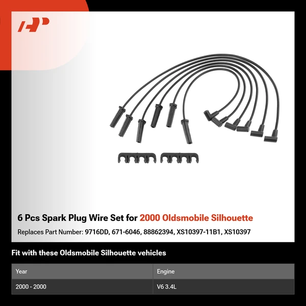 6 Pcs Spark Plug Wire Set for 2000 Oldsmobile Silhouette