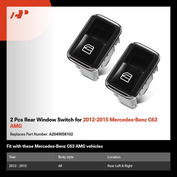 2 Pcs Rear Window Switch for 2012-2015 Mercedes-Benz C63 AMG