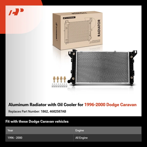 Aluminum Radiator with Oil Cooler for 1996-2000 Dodge Caravan