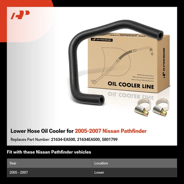 Lower Hose Oil Cooler for 2005-2007 Nissan Pathfinder