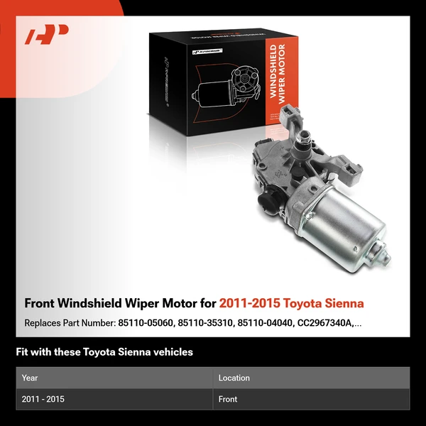 Front Windshield Wiper Motor for 2011-2015 Toyota Sienna