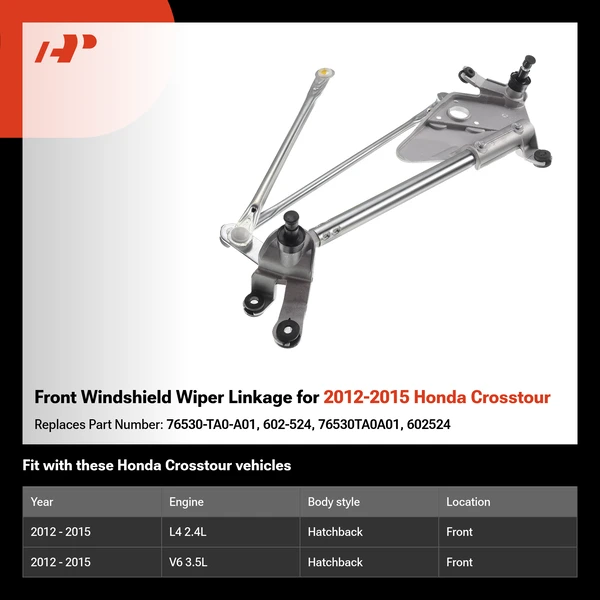 Front Windshield Wiper Linkage for 2012-2015 Honda Crosstour