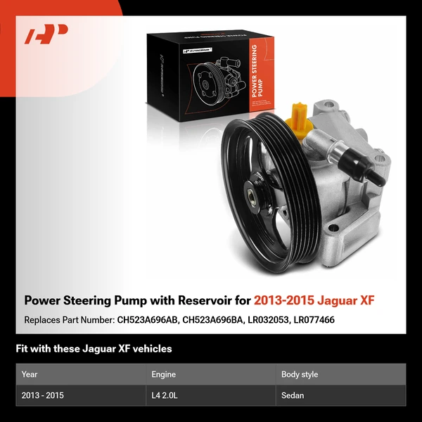 Power Steering Pump with Reservoir for 2013-2015 Jaguar XF