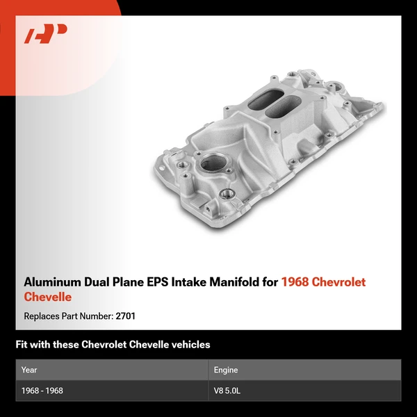 Aluminum Dual Plane EPS Intake Manifold for 1968 Chevrolet Chevelle