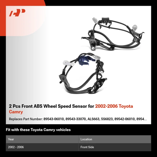 2 Pcs Front ABS Wheel Speed Sensor for 2002-2006 Toyota Camry