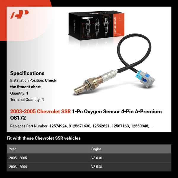 2003-2005 Chevrolet SSR 1-Pc Oxygen Sensor 4-Pin A-Premium OS172