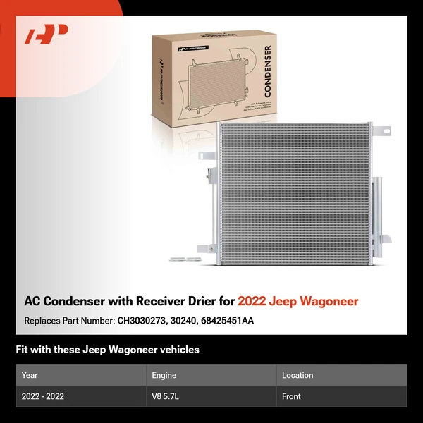 AC Condenser with Receiver Drier for 2022 Jeep Wagoneer