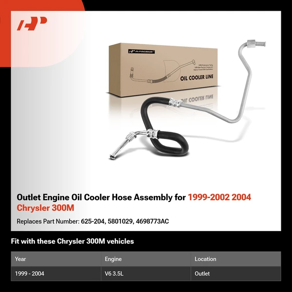 Outlet Engine Oil Cooler Hose Assembly for 1999-2002 2004 Chrysler 300M