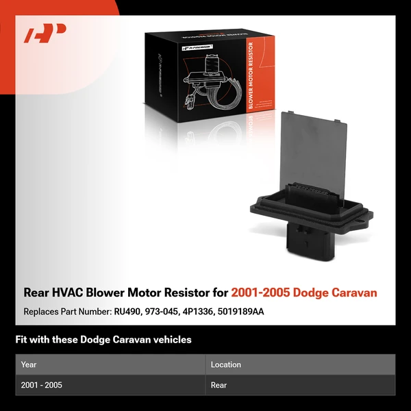 Rear HVAC Blower Motor Resistor for 2001-2005 Dodge Caravan