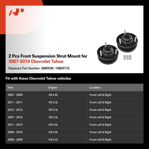 2 Pcs Front Suspension Strut Mount for 2007-2014 Chevrolet Tahoe