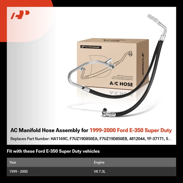 AC Manifold Hose Assembly for 1999-2000 Ford E-350 Super Duty
