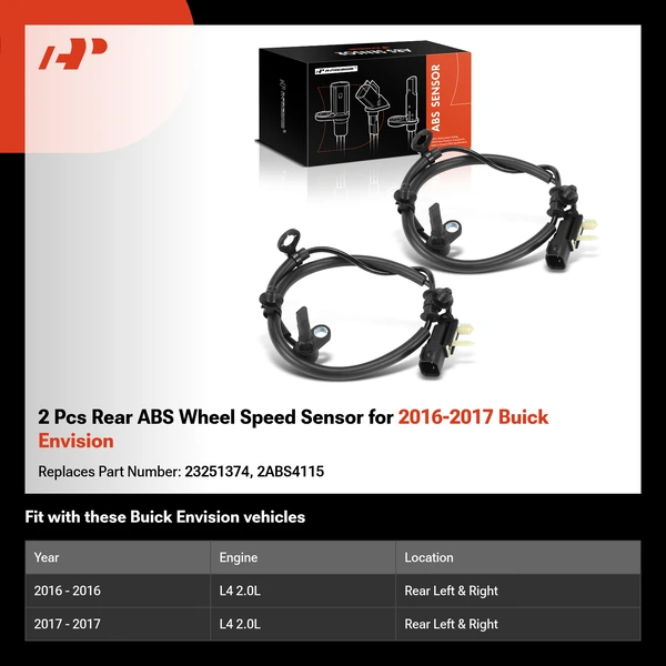 2 Pcs Rear ABS Wheel Speed Sensor for 2016-2017 Buick Envision