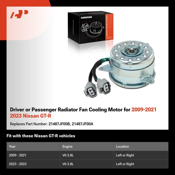 Driver or Passenger Radiator Fan Cooling Motor for 2009-2021 2023 Nissan GT-R