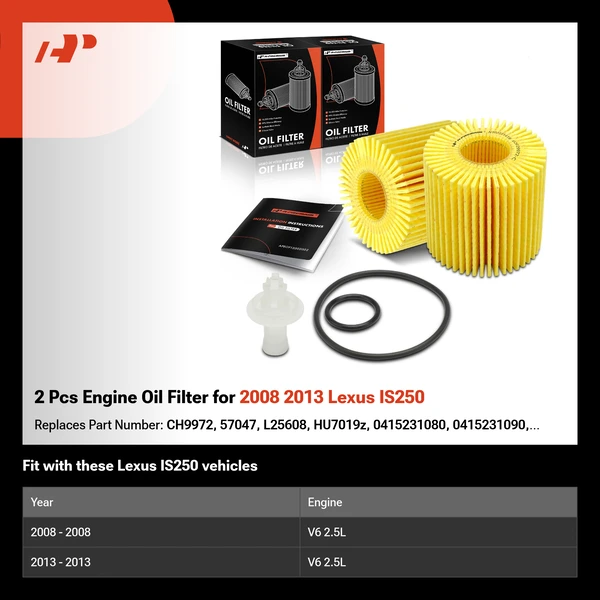 2 Pcs Engine Oil Filter for 2008 2013 Lexus IS250