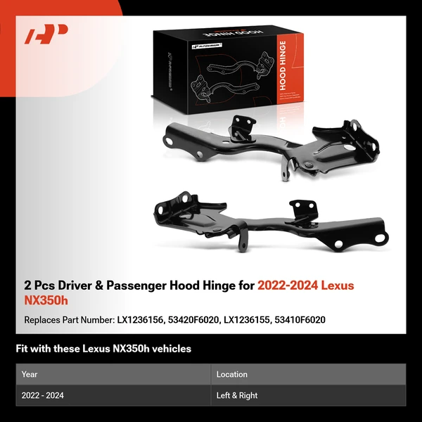 2 Pcs Driver & Passenger Hood Hinge for 2022-2024 Lexus NX350h