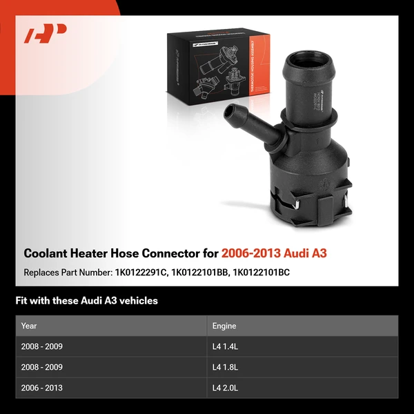 Coolant Heater Hose Connector for 2006-2013 Audi A3