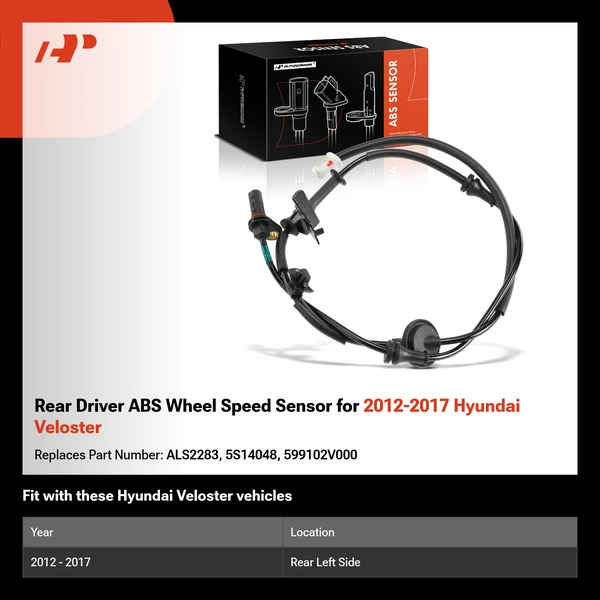 Rear Driver ABS Wheel Speed Sensor for 2012-2017 Hyundai Veloster