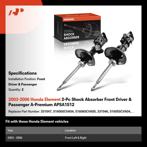 2003-2006 Honda Element 2-Pc Shock Absorber Front Driver & Passenger A-Premium APSA1512