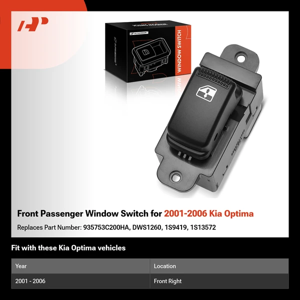 Front Passenger Window Switch for 2001-2006 Kia Optima
