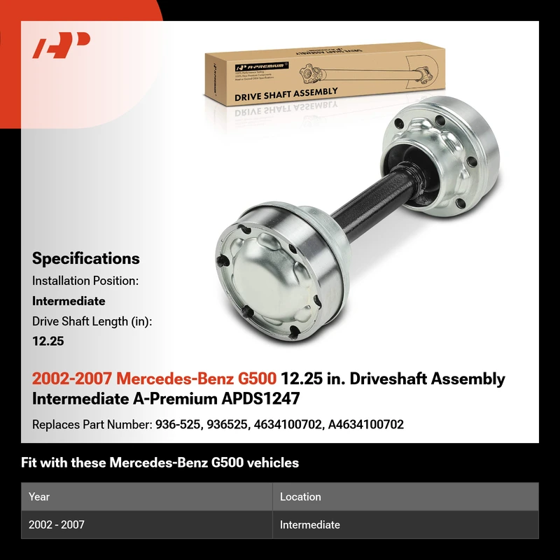 2002-2007 Mercedes-Benz G500 12.25 in. Driveshaft Assembly Intermediate A-Premium APDS1247
