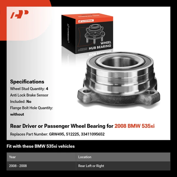 Rear Driver or Passenger Wheel Bearing for 2008 BMW 535xi