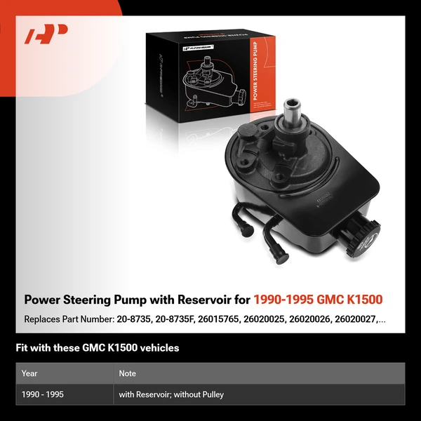 Power Steering Pump with Reservoir for 1990-1995 GMC K1500