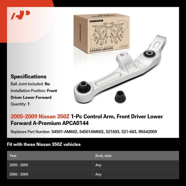 2005-2009 Nissan 350Z 1-Pc Control Arm, Front Driver Lower Forward A-Premium APCA0144