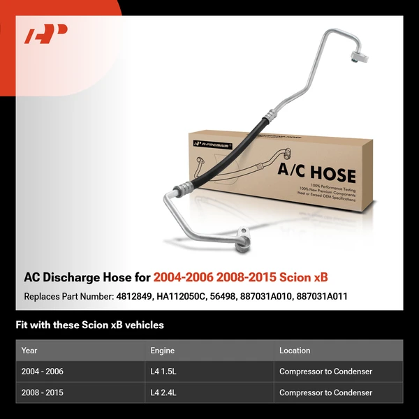 AC Discharge Hose for 2004-2006 2008-2015 Scion xB