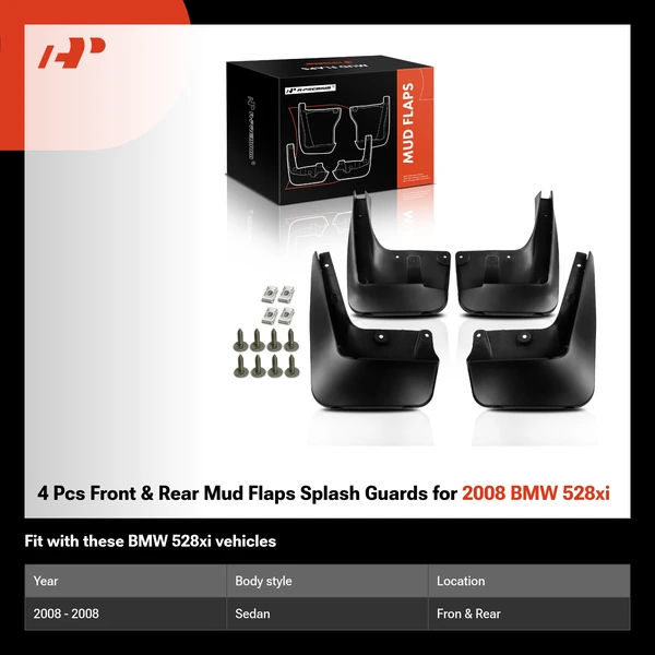 4 Pcs Front & Rear Mud Flaps Splash Guards for 2008 BMW 528xi