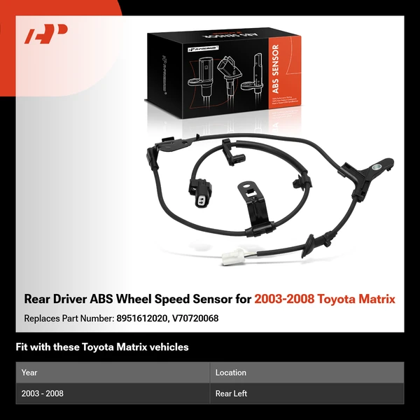 Rear Driver ABS Wheel Speed Sensor for 2003-2008 Toyota Matrix