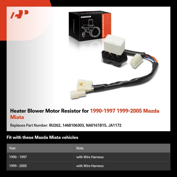 Heater Blower Motor Resistor for 1990-1997 1999-2005 Mazda Miata