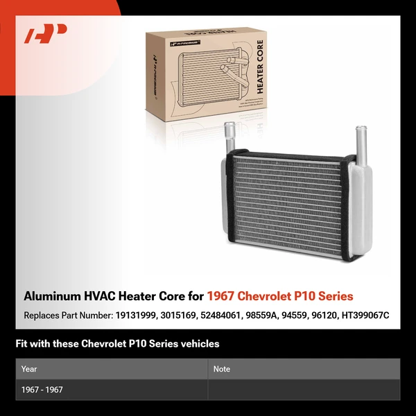 Aluminum HVAC Heater Core for 1967 Chevrolet P10 Series