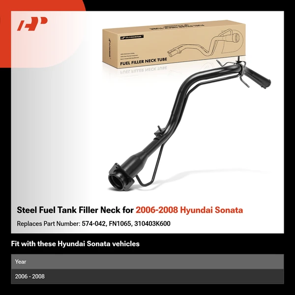 Steel Fuel Tank Filler Neck for 2006-2008 Hyundai Sonata