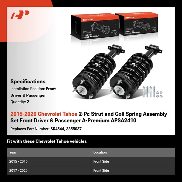 2015-2020 Chevrolet Tahoe 2-Pc Strut and Coil Spring Assembly Set Front Driver & Passenger A-Premium APSA2410