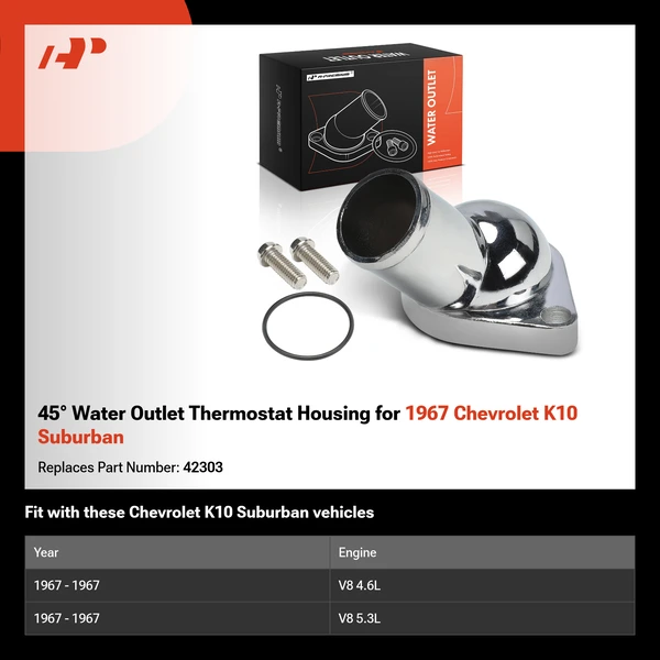 45° Water Outlet Thermostat Housing for 1967 Chevrolet K10 Suburban