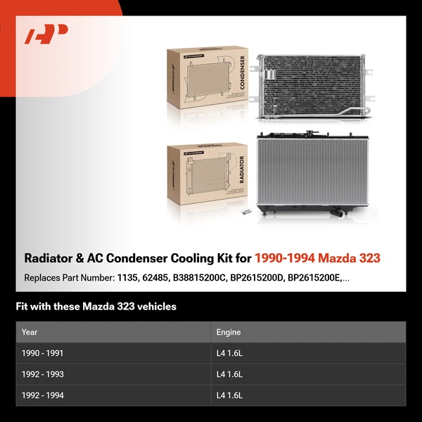 Radiator & AC Condenser Cooling Kit for 1990-1994 Mazda 323