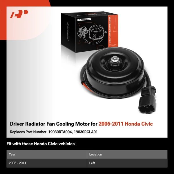 Driver Radiator Fan Cooling Motor for 2006-2011 Honda Civic