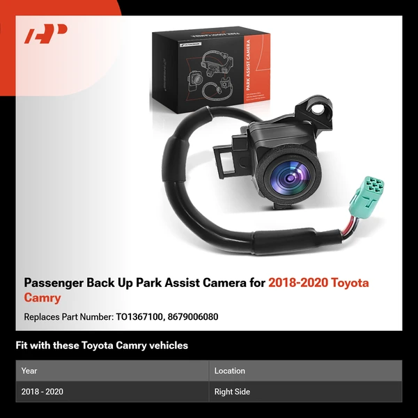 Passenger Back Up Park Assist Camera for 2018-2020 Toyota Camry